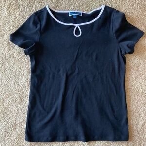 Classic Karen Scott Black Tee with White Trim Around the Neck